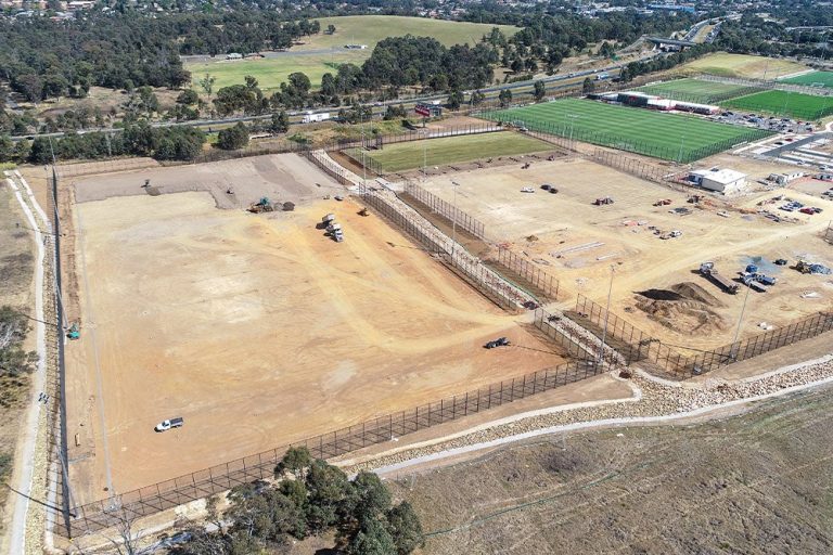 Early construction stages at Wanderers Football Park