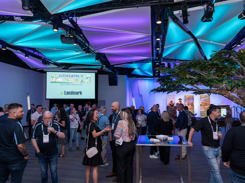 Parks Leisure Australia 2024 National Conference Attendees in foyer Attending the 2024 Parks & Leisure National Conference in Brisbane